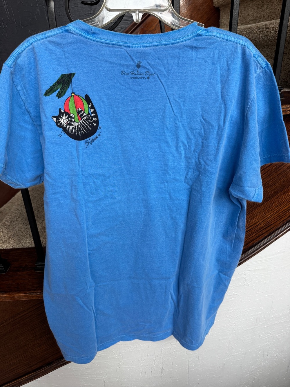 NEW NWT XXL Blue 'Meowie Christmas' B. Kliban Hawaii Crazy Shirts Tee - Picture 10 of 10